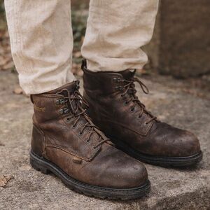 Carhartt Brown Distressed Steel Toe Leather Construction Work Boots  Size 9
